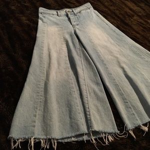 Free People Cropped Wide Leg Jeans